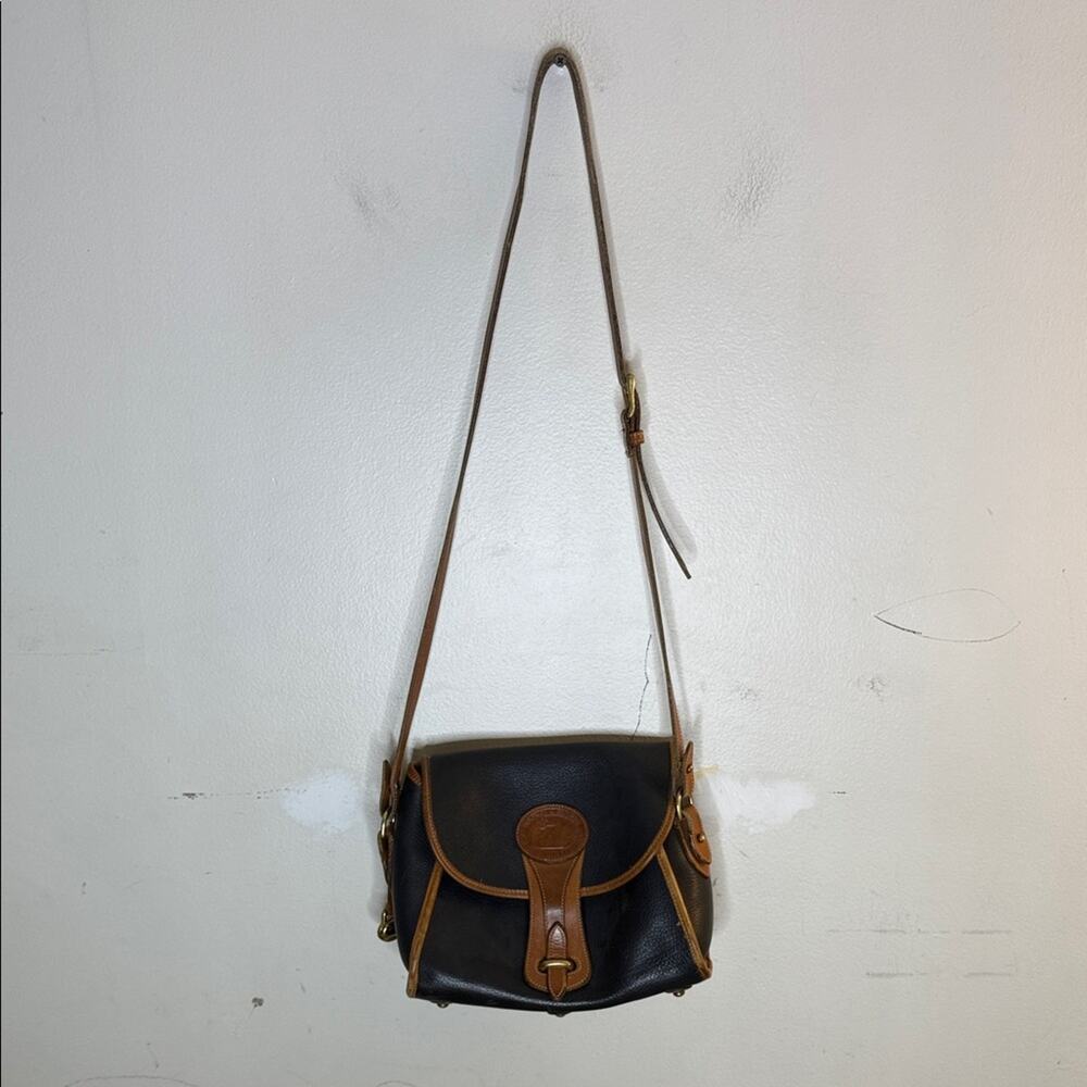 Dooney & Bourke Navy and Tan Crossbody Leather Handbag